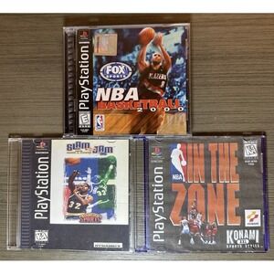 PS1 Basketball Games Lot - NBA Basketball 2000 CIB, In The Zone, Slam N' Jam '96